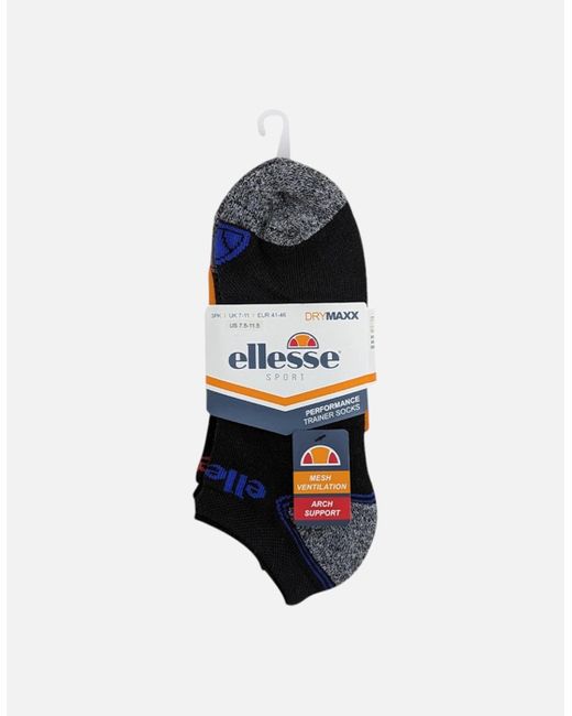 Ellesse Blue Low Cut Socks 3 Pack Regular Soft Cotton Gym Sports Trainer Socks for men
