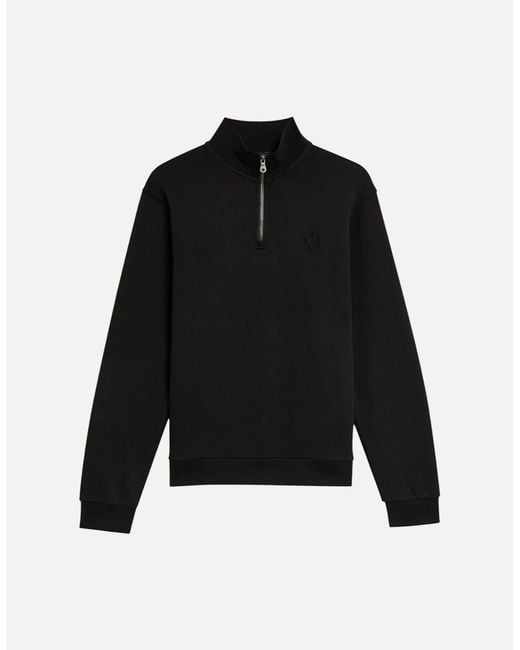 Lyle & Scott Gray Lyle & Scott Ml2022Ton Tonal Eagle Half Zip High Neck Jumper Sweatshirt Top for men