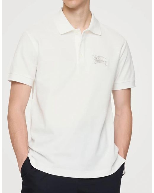 Burberry White Knight Cotton Polo-Shirt for men