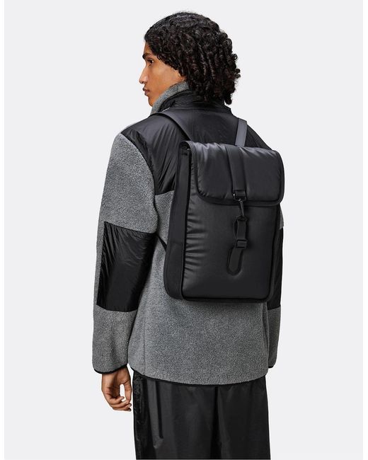 Rains Black Puffed Backpack Mini