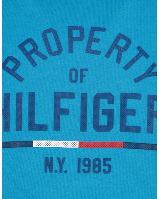 Tommy Hilfiger Blue Logo Print Hooded Sweatshirt for men