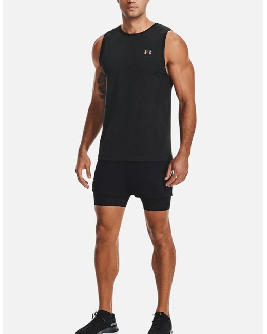 Under Armour Black Vests Tank Top Summer Training Gym Tops Running Top for men