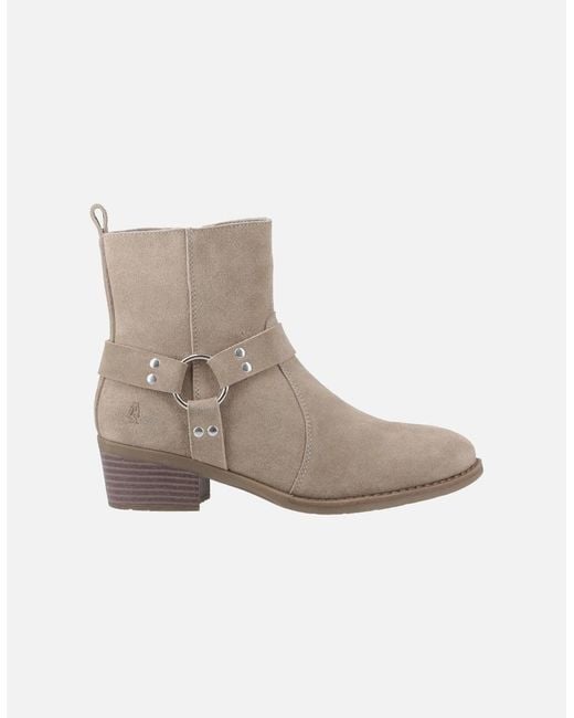 Hush Puppies Natural Iria Suede Taupe Heeled Ankle Boots
