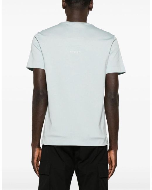 Givenchy Blue 4G Logo Embroidered T-Shirt Mineral for men