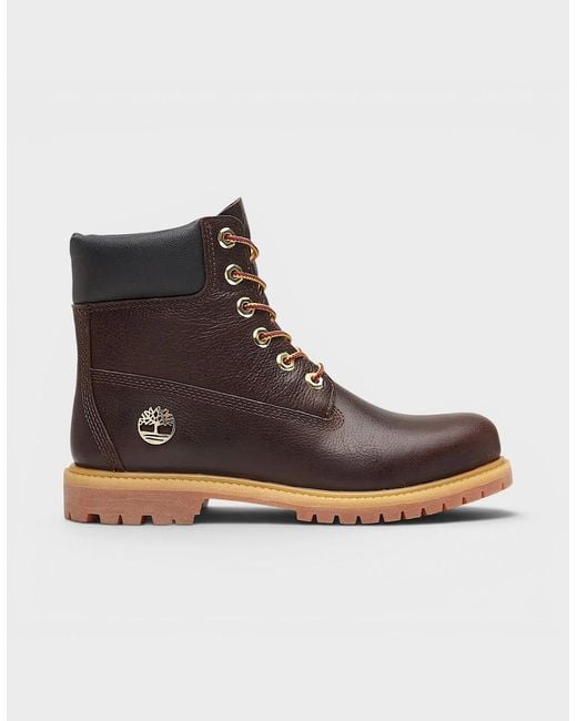 Timberland Brown Premium 6 Inch Lace Waterproof Boots Dark