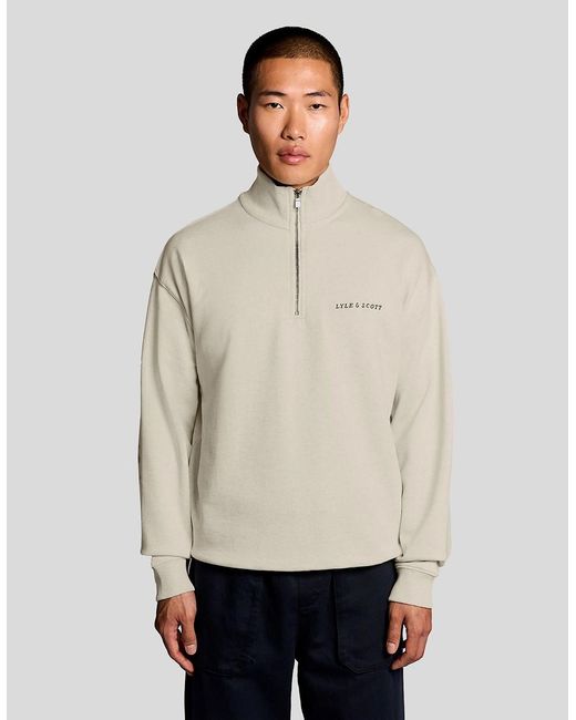 Lyle & Scott Natural Heavyweight Script 1/4 Zip Sweatshirt for men