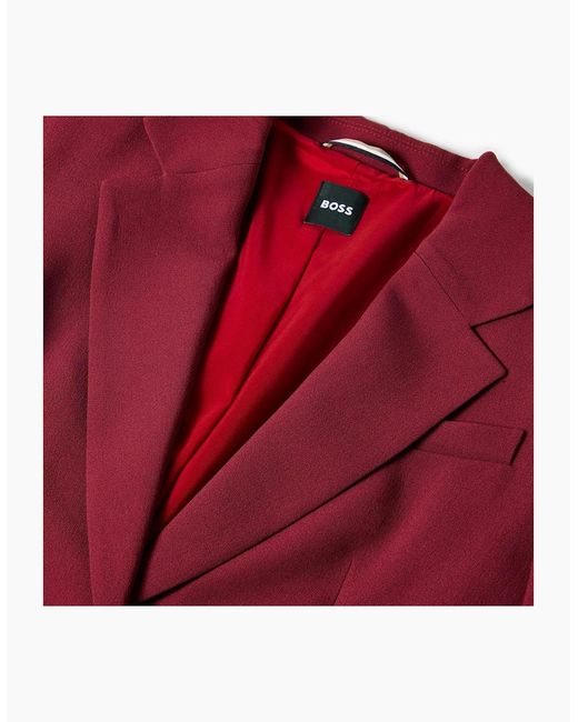 Boss Red Solid Patterned Single Button Flap Pocket Blazer