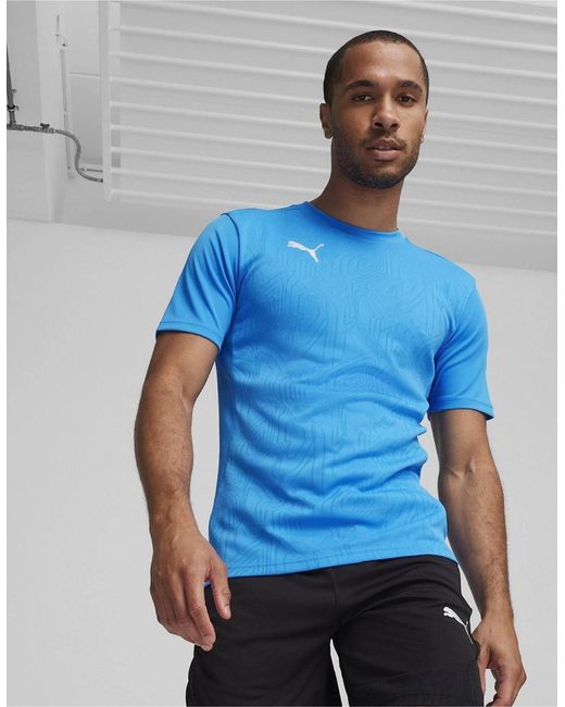 PUMA Blue Teamfinal Training Short Sleeve Performance T-Shirt for men