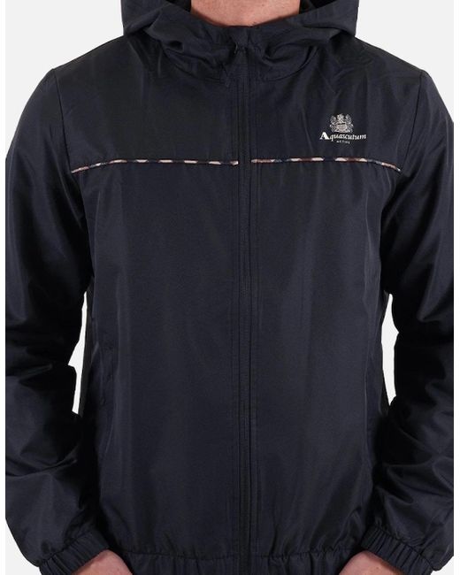Aquascutum Blue Ripstop Piping Hooded Jacket for men