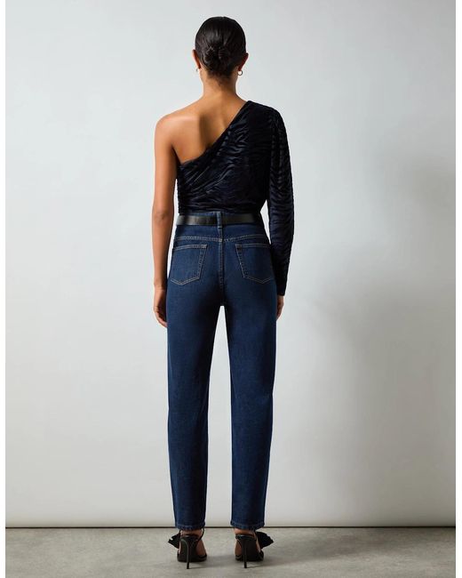 Ro&zo Blue Zebra Burnout One Shoulder Top