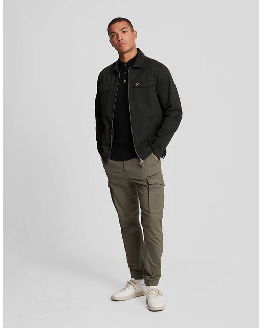 Lyle & Scott Black Merino Blend Long Sleeve Polo Shirt for men