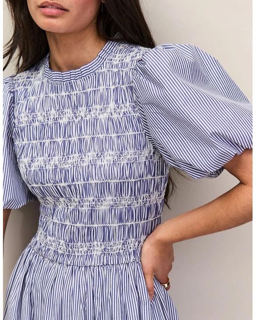 Ro&zo Purple Stripe Shirred Bodice Dress