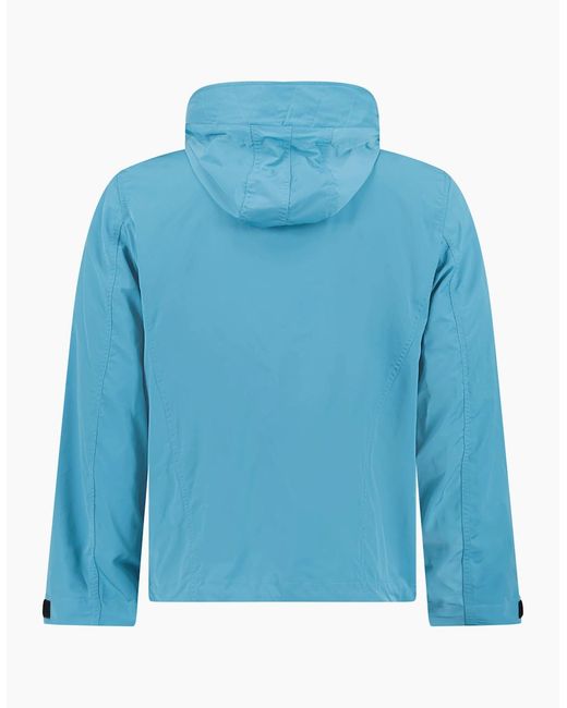Burberry Blue 'Hargrave' Zip-Up Logo Hooded Rain Jacket for men