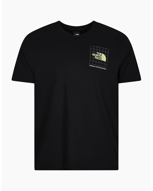 The North Face Black M Digi Info Tech T Shirt Crew Neck Short Sleeve Cotton for men