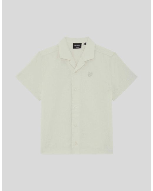 Lyle & Scott White Short Sleeve Linen Blend Shirt for men