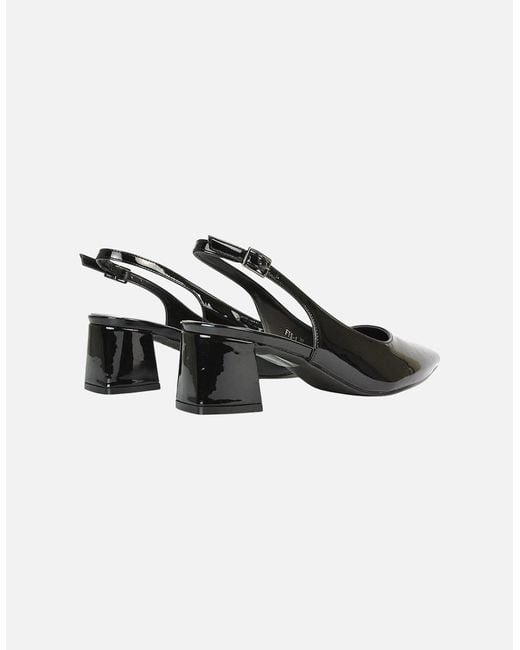 XY London Black Ladies Becky Patent Leather Sling Back Court Pumps