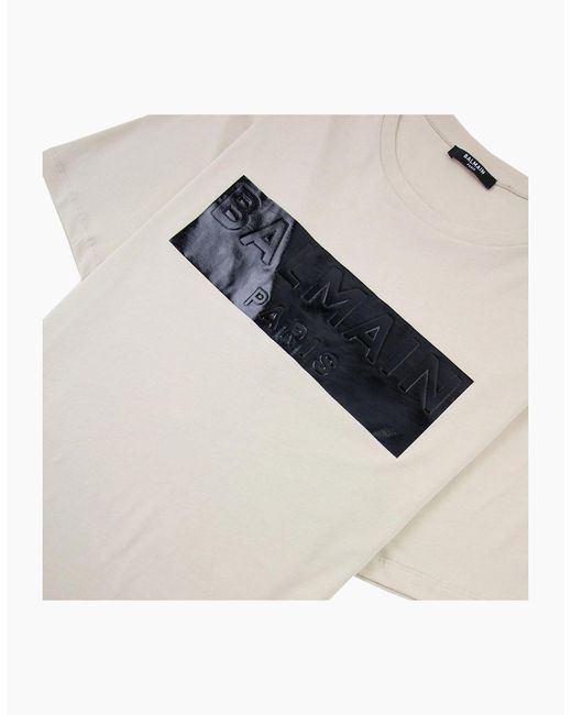 Balmain White Logo Print T Shirt Ivory Gfe for men