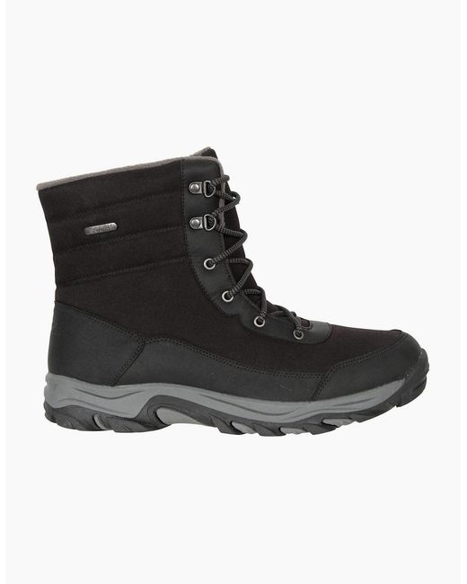 Mountain Warehouse Black Ohio Fleece Lined Snow Boots for men