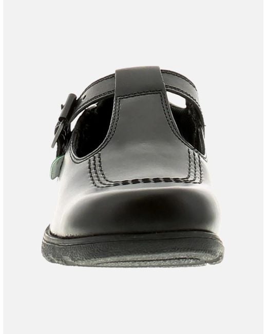 Kickers Black Shoes Work School Fragma T Buckle Leather Uk Size