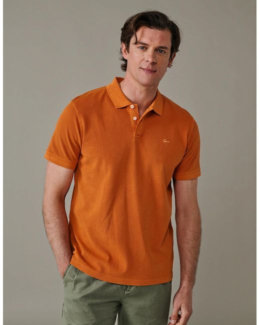 aubi Orange Lusby Pique Polo for men