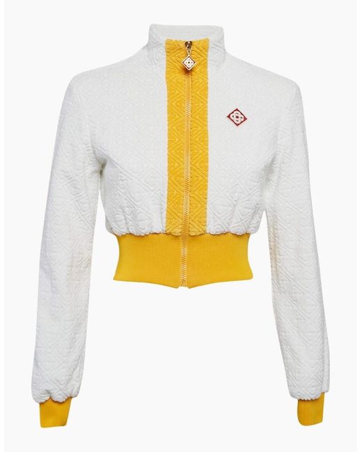 Casablanca White Monogram Terry Zip Through Track Top Jacket