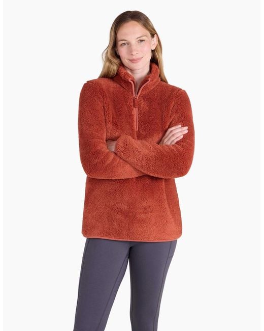 Mountain Warehouse Red Ladies Teddy Fleece Quarter Zip Fleece Top