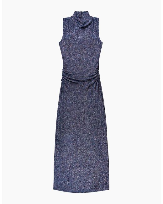 Ro&zo Blue Petite Robyn Sparkle Cowl Neck Dress