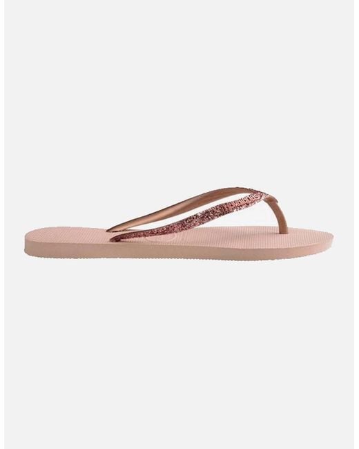 Havaianas Pink Slim Glitter Flip Flops