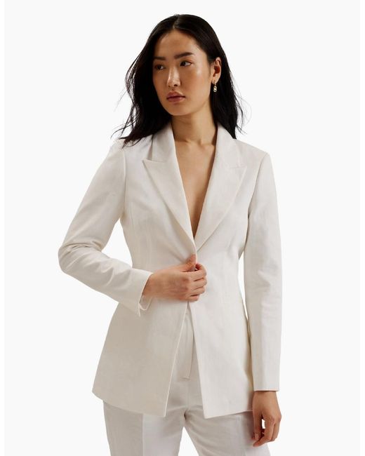Ted Baker White Musub Tailored Jacket With Faux Pocket