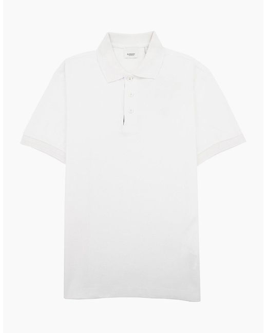 Burberry White Manzoni Monogram Pique Polo for men