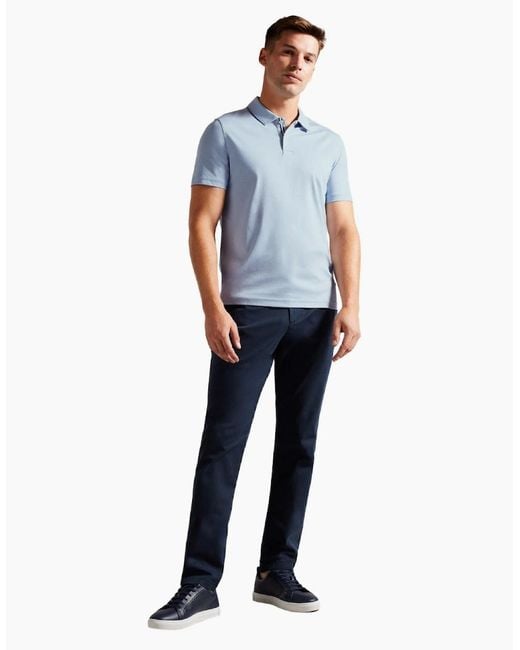 Ted Baker Blue Zeiter Slim Soft Touch Pale Polo Shirt for men
