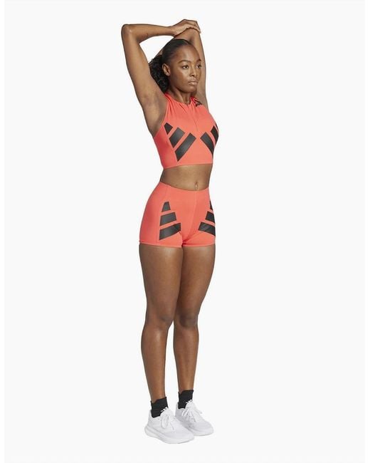 Adidas Red Adizero Halter Neck Sleeveless Muscle Tank