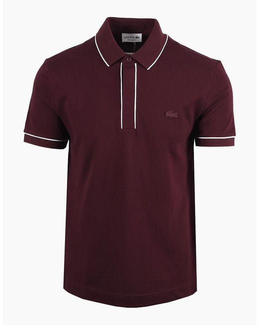 Lacoste Red Tipped Placket Tonal Badge Polo for men