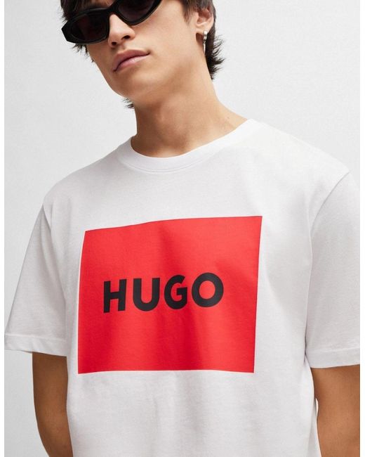 Boss Red Hugo Dulive222 Large Label Logo T-Shirt for men