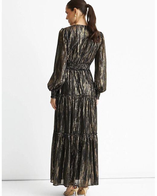 Gini London Black Sparkle Chiffon Occassion Tiered Maxi Dress