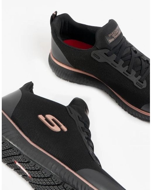 Skechers Black Work 77222Ec Squad Sr Occupational Trainers/Rose