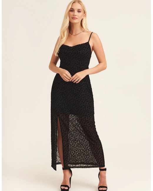 Gini London Black Animal Cowl Midi Dress