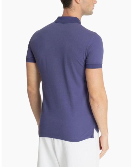 Armani Blue Polo Shirts Slim Fit Short Sleeve Cotton for men