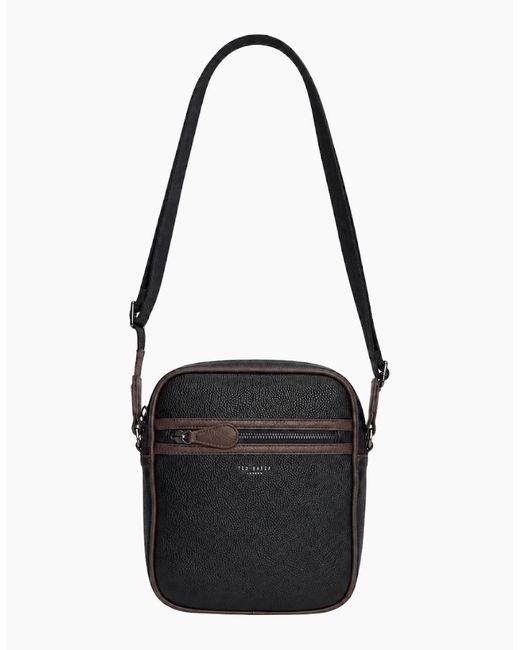 Ted Baker Black Lanston Pebble Flight Bag for men