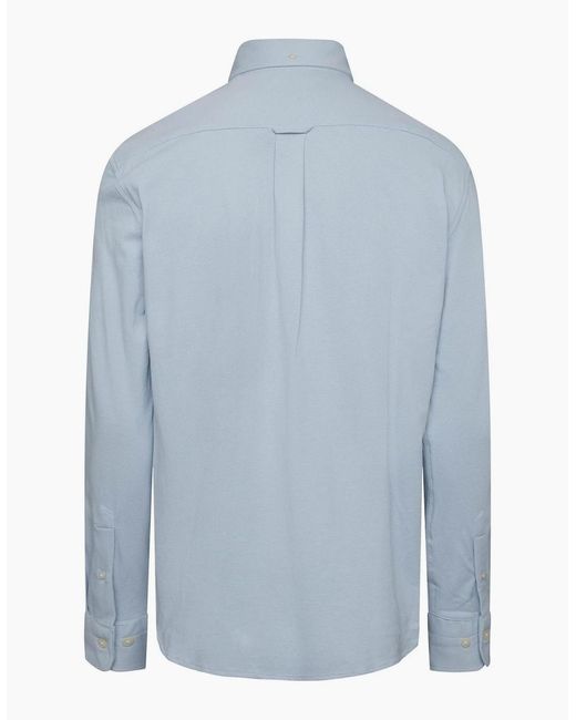Gant Blue Pique Collared Neck Long Sleeve Regular Fit Shirt for men