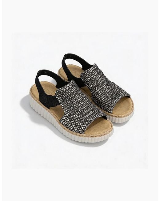 Rieker Black Rachel Wedge Sandals