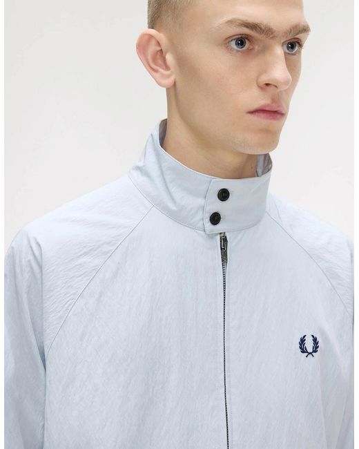 Fred Perry Blue Crinkle Harrington Jacket for men