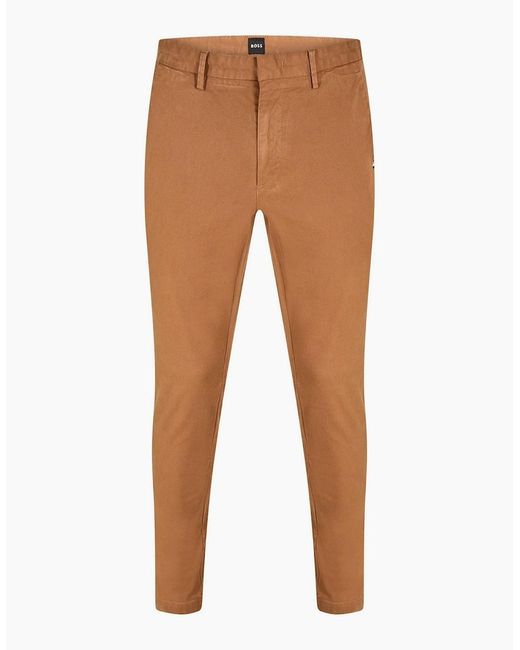 Boss Brown Kaito3 D Solid Patterned Slim Chinos for men