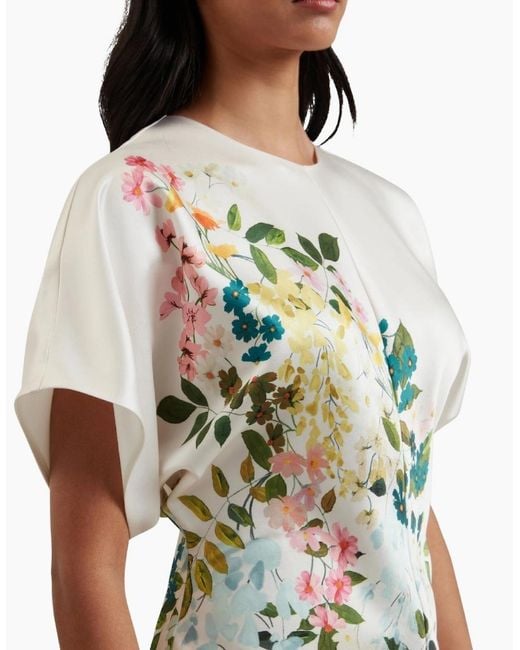 Ted Baker White Myzan Slouch Sleeve Waisted Column Ivory Dress