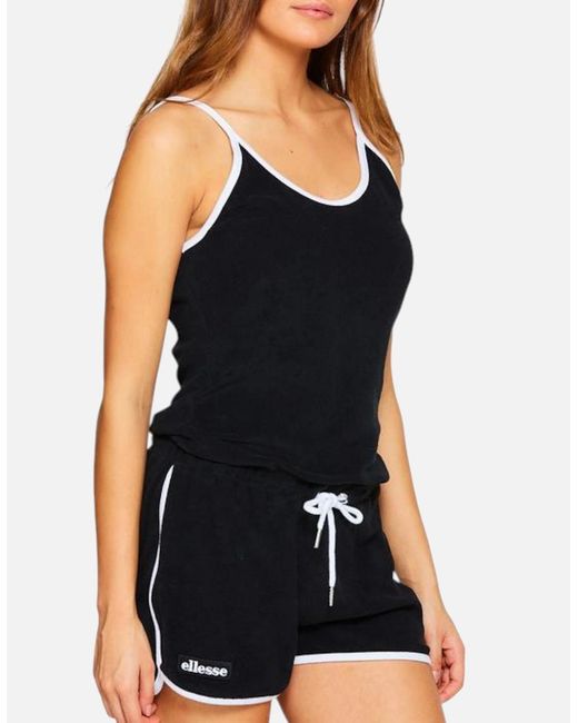 Ellesse Black Loron Playsuit Size 12 14 Summer Sports Jumpsuit Dungarees