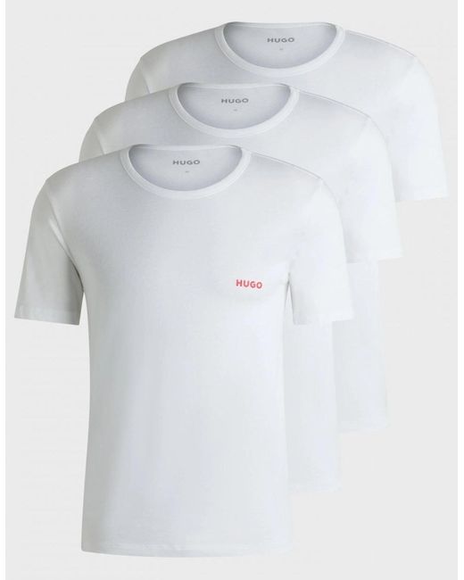 Boss White Hugo Three-Pack Of Underwear T-Shirts for men