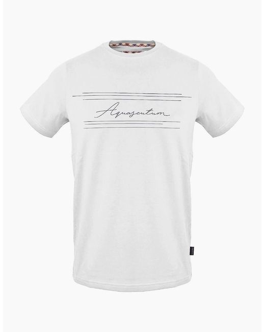 Aquascutum White Crew Neck Short Sleeve Regular Fit T-Shirt for men
