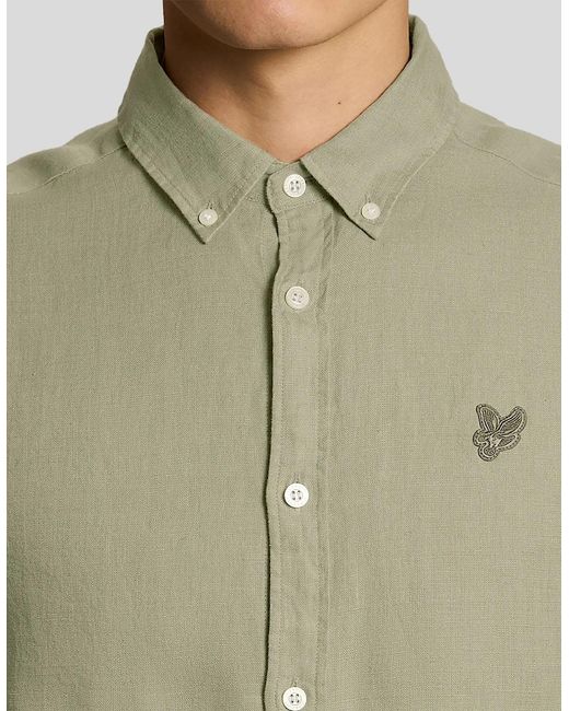 Lyle & Scott Green Short Sleeve Linen Shirt for men