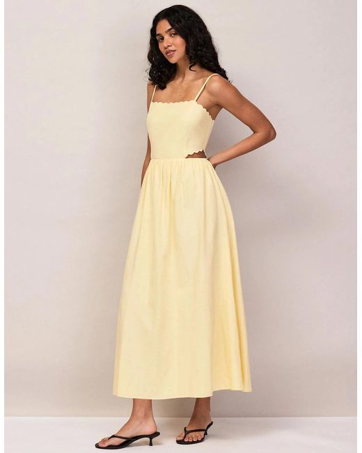 Ro&zo White Buttermilk Linen-Blend Scalloped Cut-Out Dress