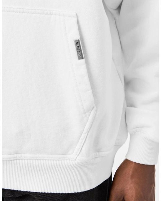 Represent White Relaxed Fit Pullover Hoodie for men